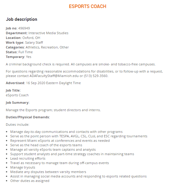 eSports Coach Salary