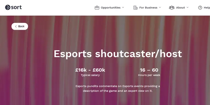 Sort Your Future - eSports Caster Salary
