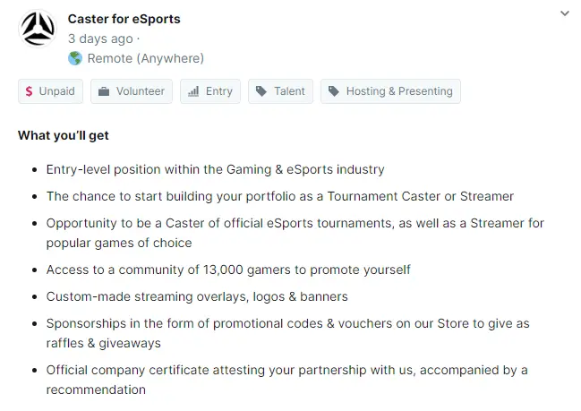 eSports Caster Beginner's Job